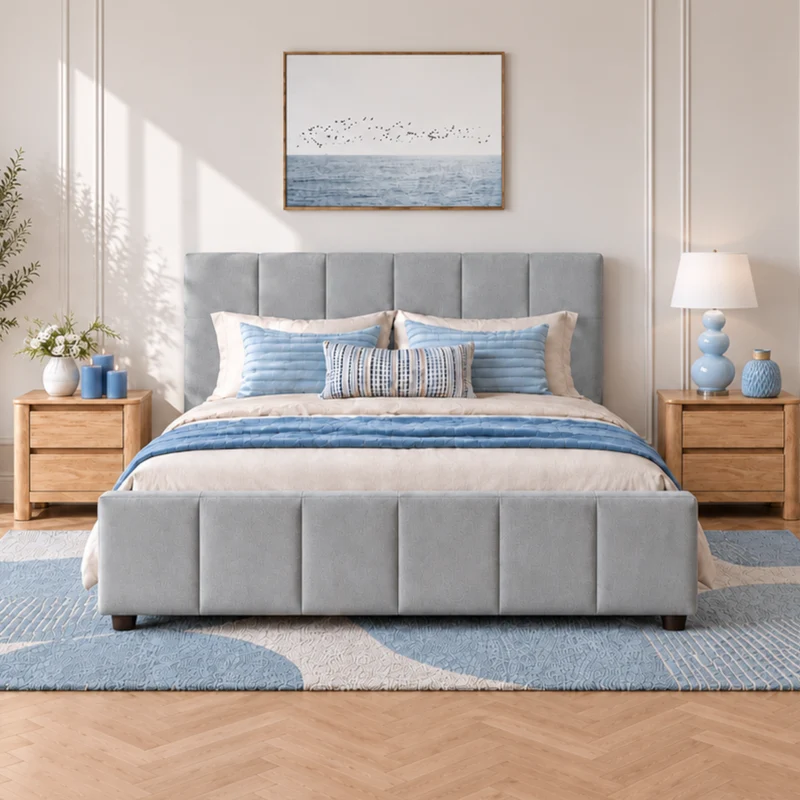 Zurich Bed Frame with Gaslift Storage - Grey