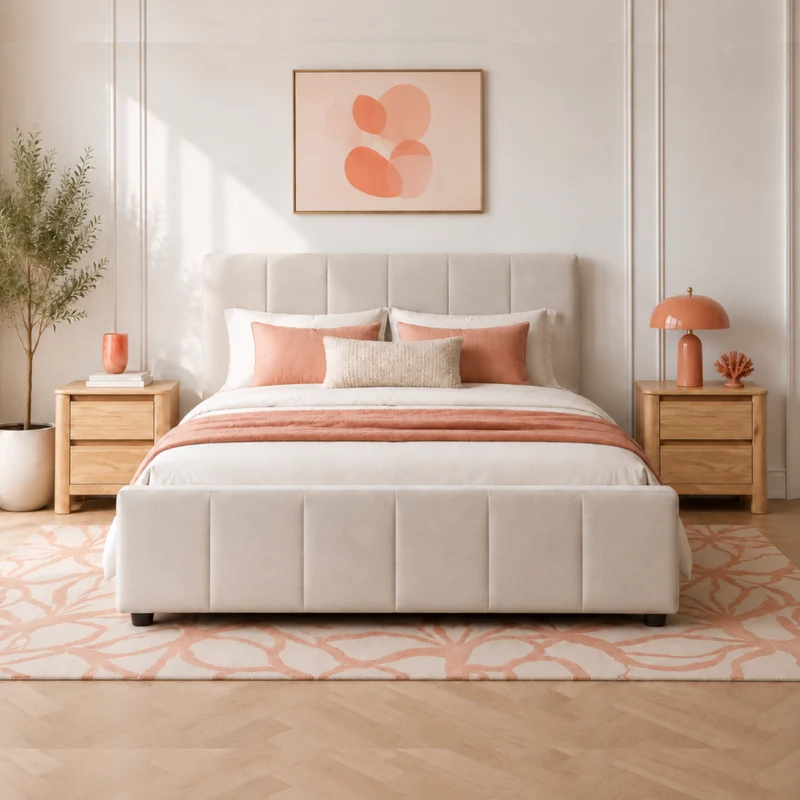 Zurich Bed Frame with Gaslift Storage - Natural