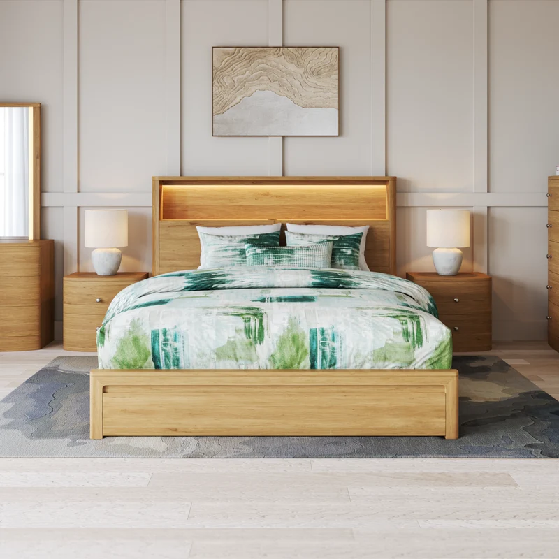 Capri Natural Bed Frame with gas-lift storage