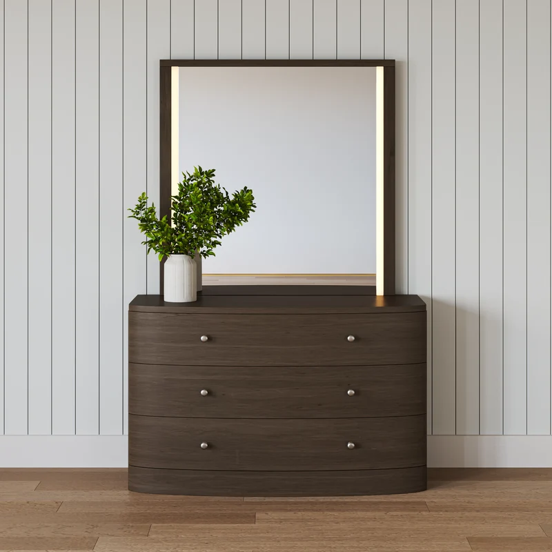 Capri Walnut Dresser With Mirror