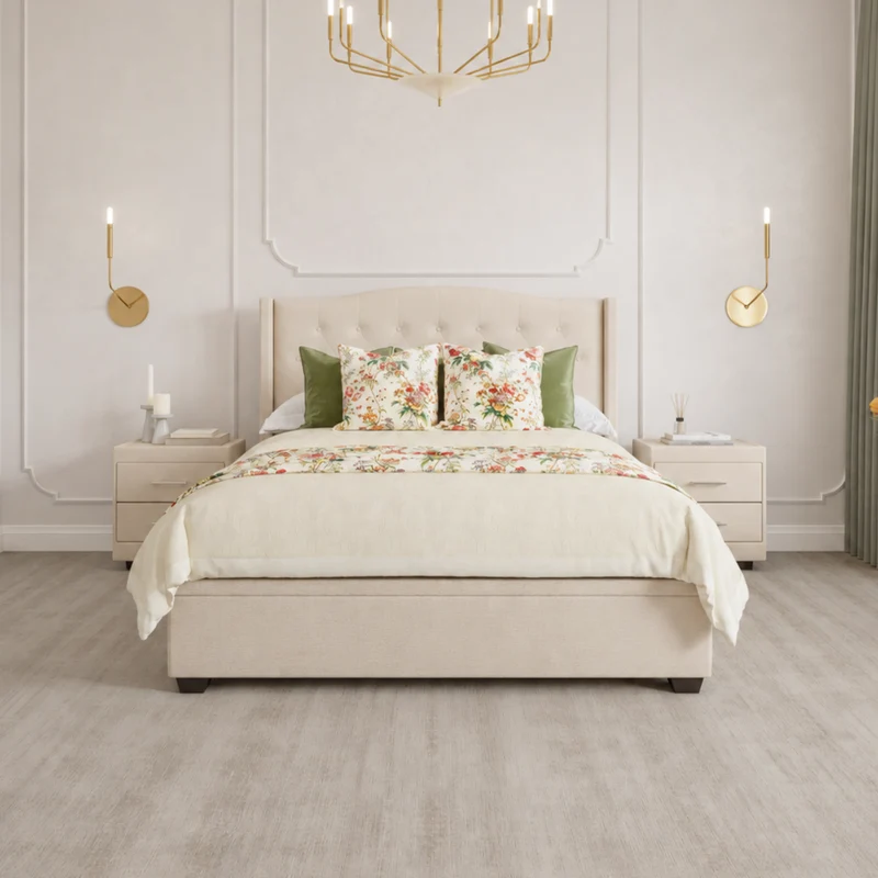 St Moritz Bed Frame with gas-lift storage - Natural