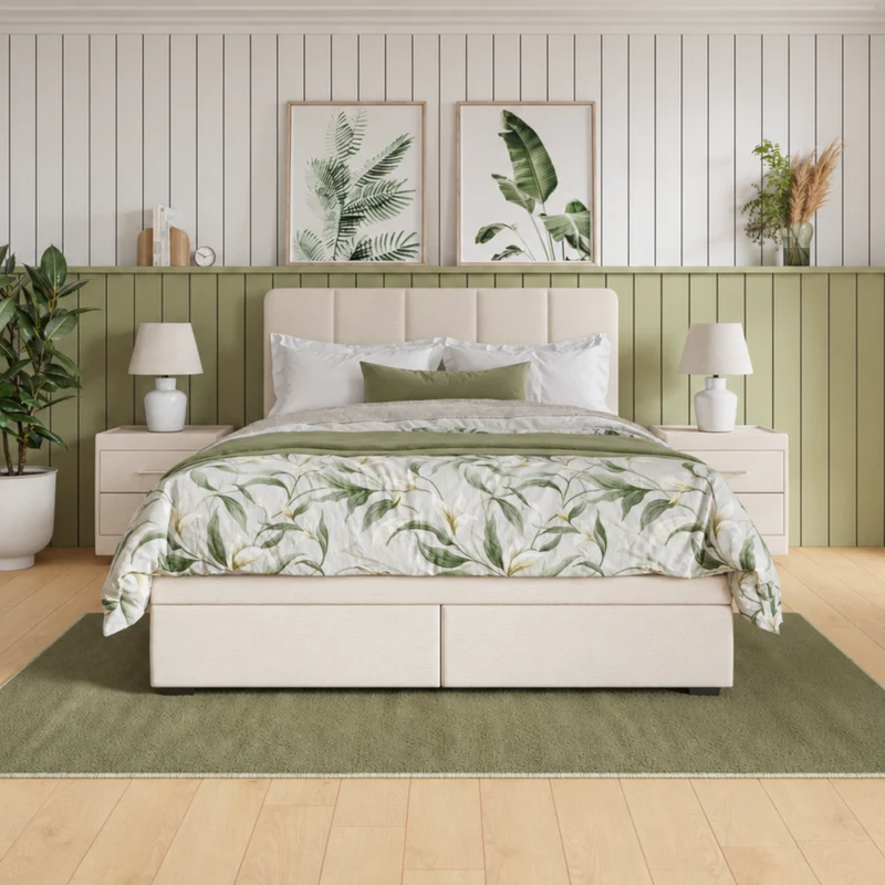 Tuscan Bed Frame with Drawer Storage - Natural