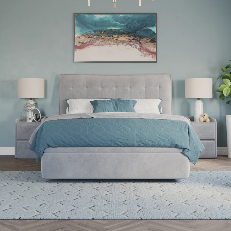 Valencia Bed Frame with gas-lift storage - Misty