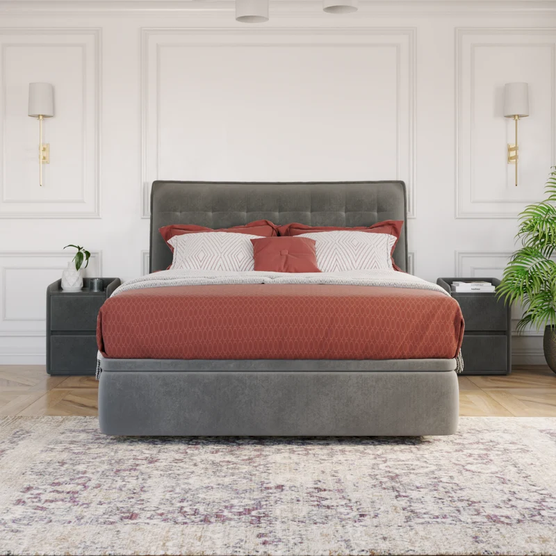Valencia Bed Frame with gas-lift storage - Vogue Grey
