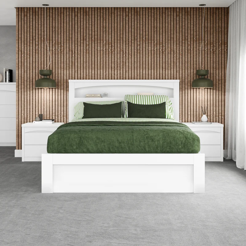 Rome Bed Frame with gas-lift storage - White