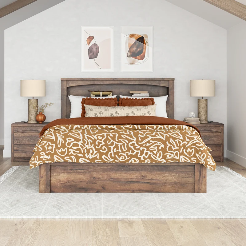 Rome Bed Frame with gas-lift storage - Walnut