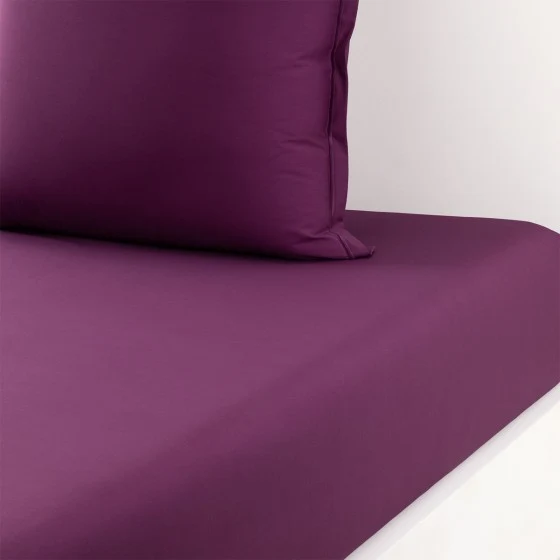 Drap housse Percale Aubergine