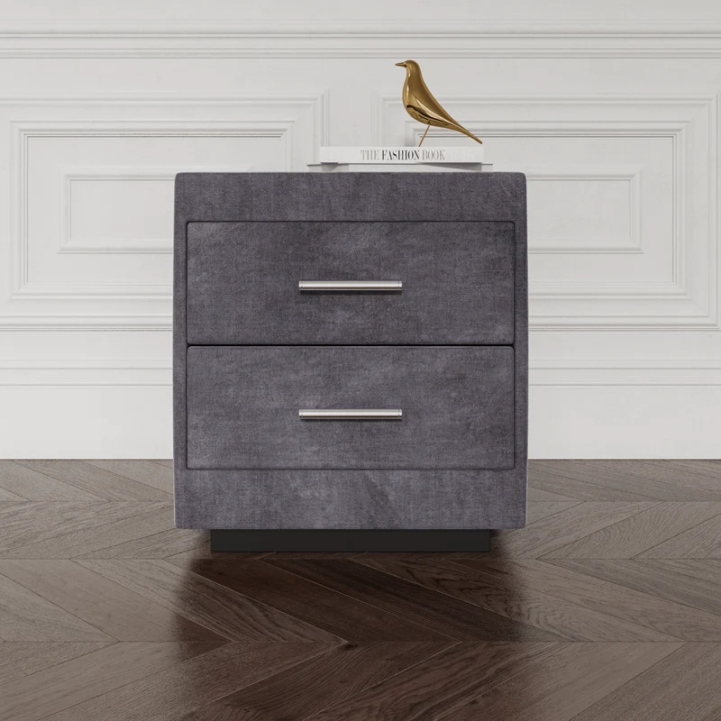 Fabric Bedside Table - Vogue Grey
