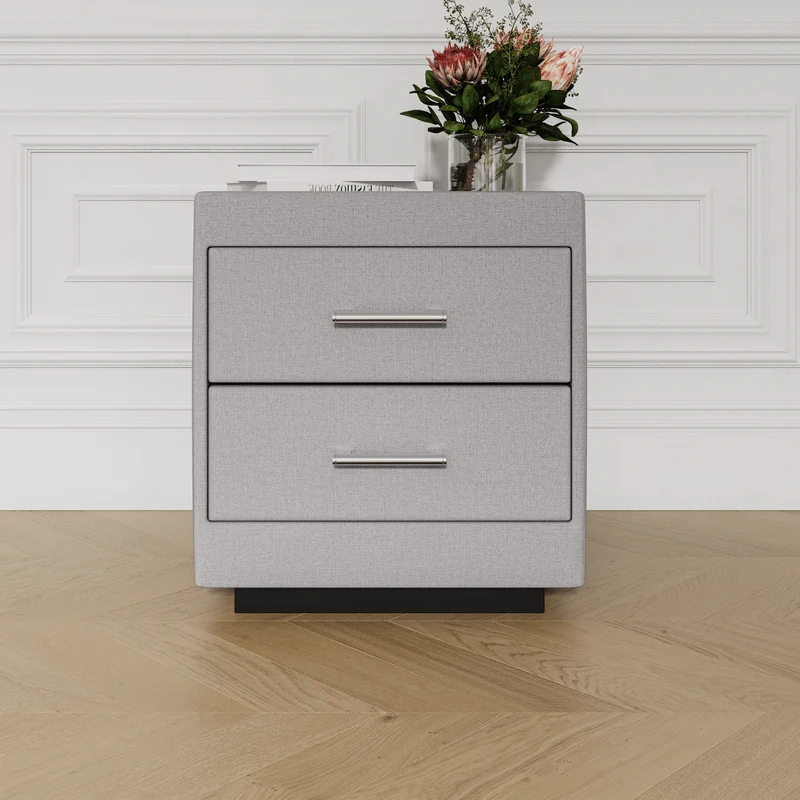 Fabric Bedside Table - Misty
