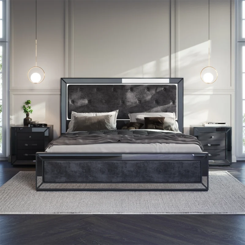 Amani Black Bed Frame with Gas-lift storage