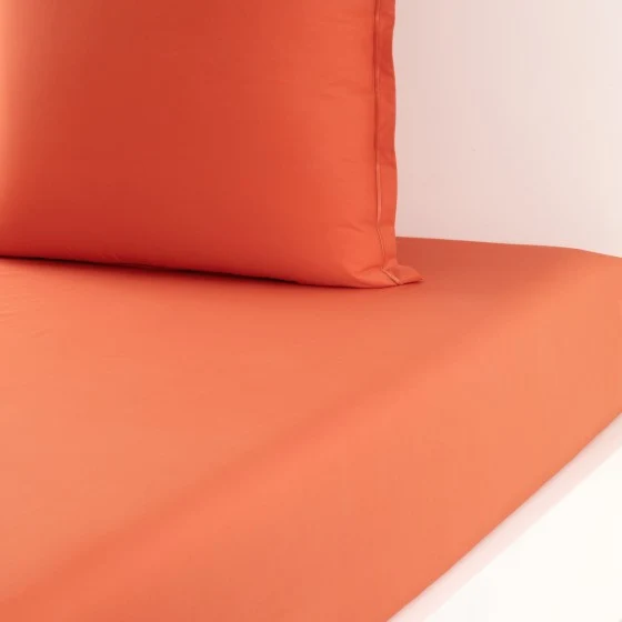 Drap housse Percale Mandarine