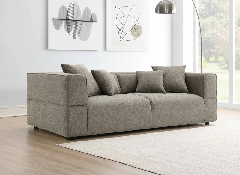 EVELYNE Canapé 3 places en tissu taupe EVELYNE