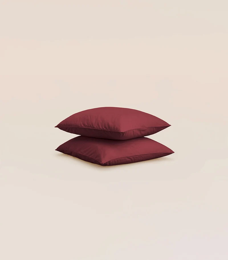 Taies d'oreiller en percale de coton - Rouge tanin