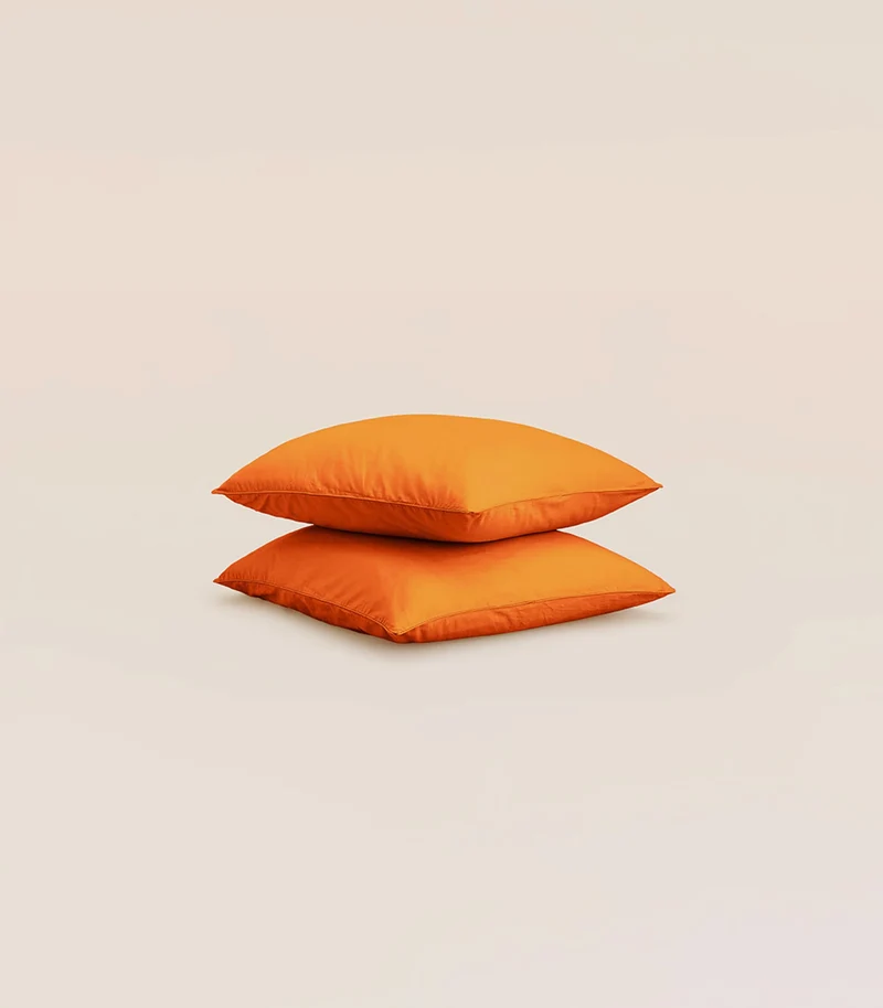 Taies d'oreiller en percale de coton - Orange magma