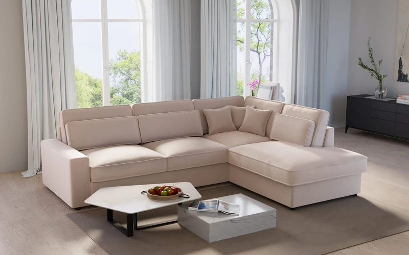 Canapé D'angle LEXUS Velours Beige