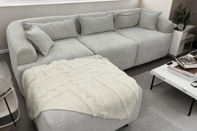 Canapé MILA Modulable Chenille Blanc Cassé