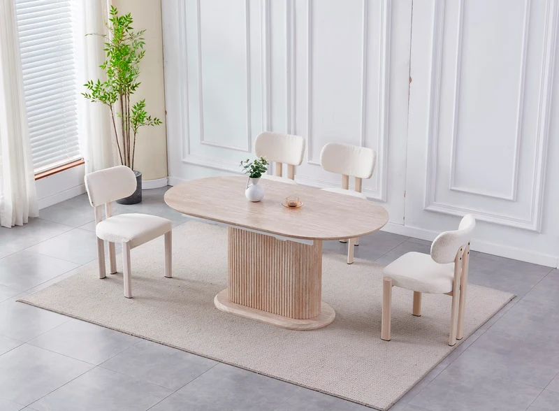 Table a manger rallonge Vanessa Travertin