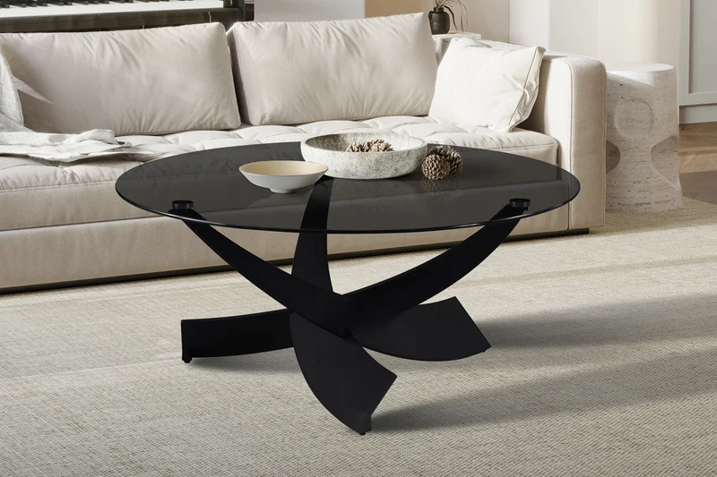 Table basse 'Weston' Ronde Verre clair gris - 3007