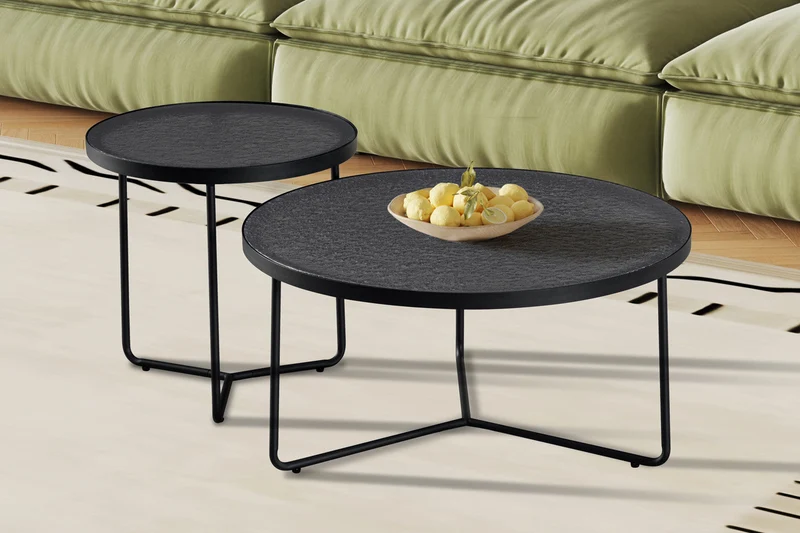 Set Table basse 'Melia' Ronde Gris Verre - 3009