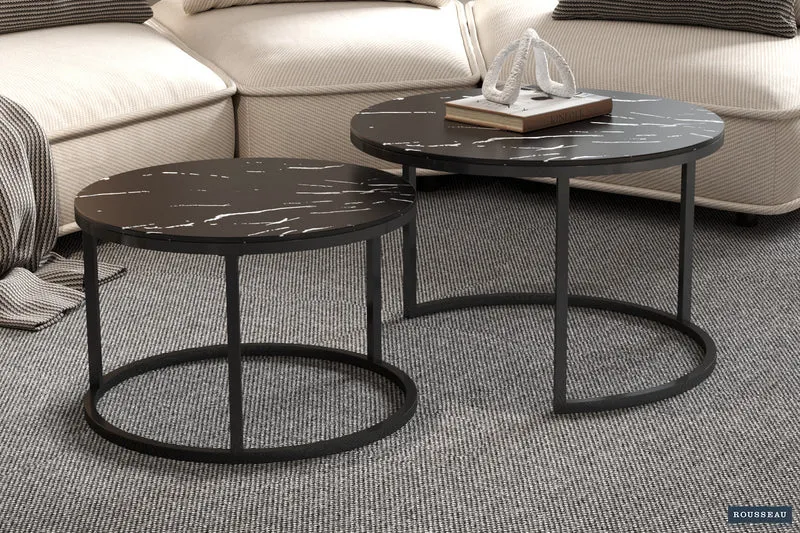 Table basse 'Boston' Décor Verre Marbre Noir - 3055_2