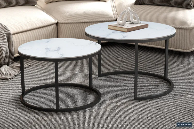 Table basse 'Boston' Décor Verre Marbre Blanc - 3055_4