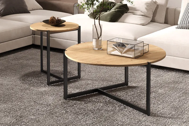 Set de 2 Table basses ''Pola' Décor Chêne vieilli - 3080_1