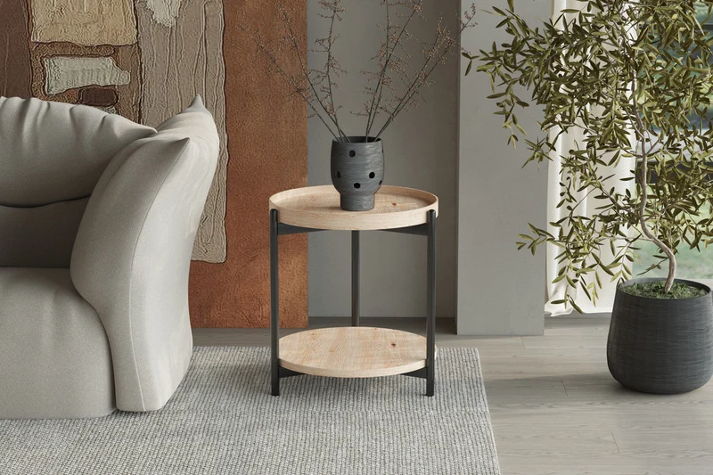 Table basse 'Dalina' 45 cm Décor Chêne vieilli - 3088_2