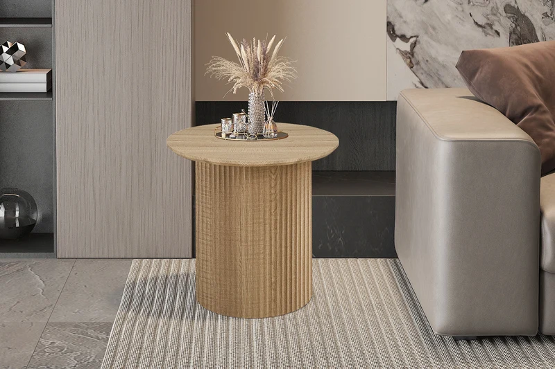 Table basse 'Lagos' 50 cm Ronde Décor Chêne Naturel - 3110_5