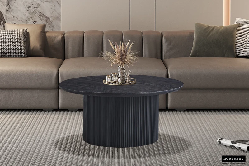 Table basse 'Lagos' 80 cm Ronde Décor Brun foncé - 3111