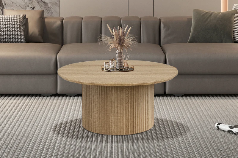Table basse 'Lagos' 80 cm Ronde Décor Chêne Naturel - 3111_5