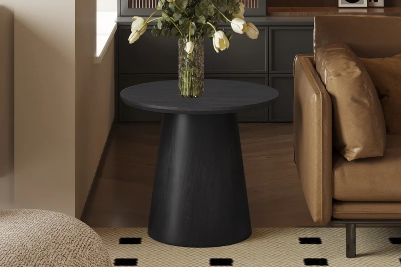 Table d'appoint 'Miklos' 60 cm Ronde Décor Brun foncé - 3132