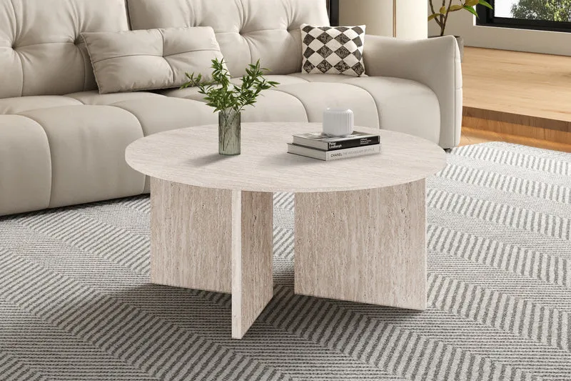 Table basses 'Drasir' Ronde Décor Travertin Beige - 3145_3
