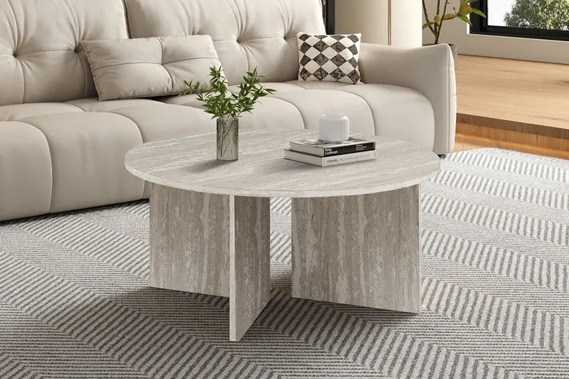 Table basses 'Drasir' Ronde Décor Travertin Gris - 3145_4