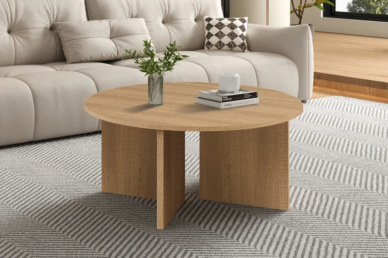 Table basses 'Drasir' Ronde Décor Chêne Naturel - 3145_5