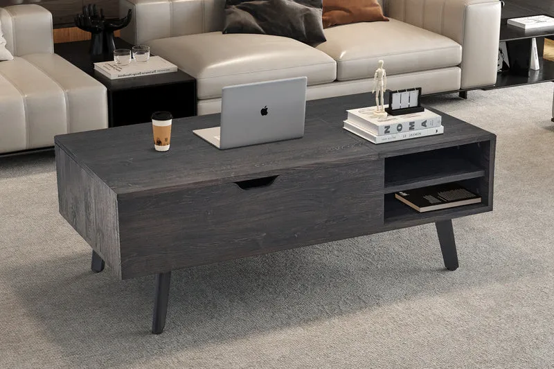 Table basse 'Justine' Plateau relevable Décor Brun foncé - 3146