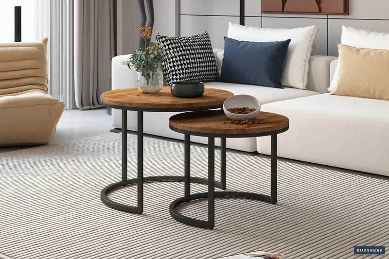 Table basse 'Goja' set de 2 Bois de Manguier - 3265_1
