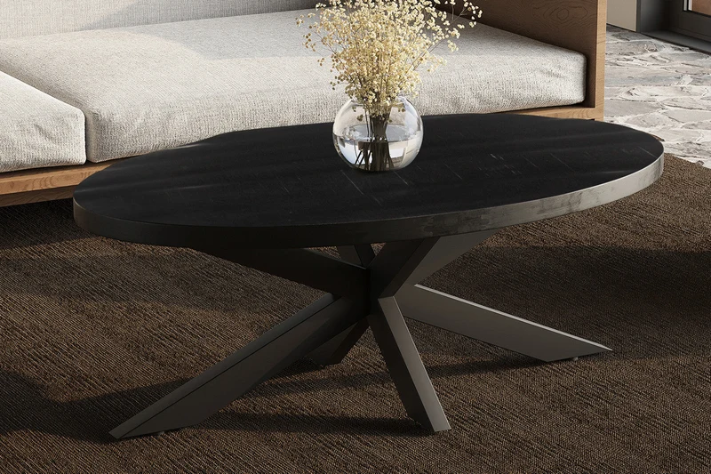 Table basse 'Madeira' Ovale Bois de Manguier noir - 3305_2