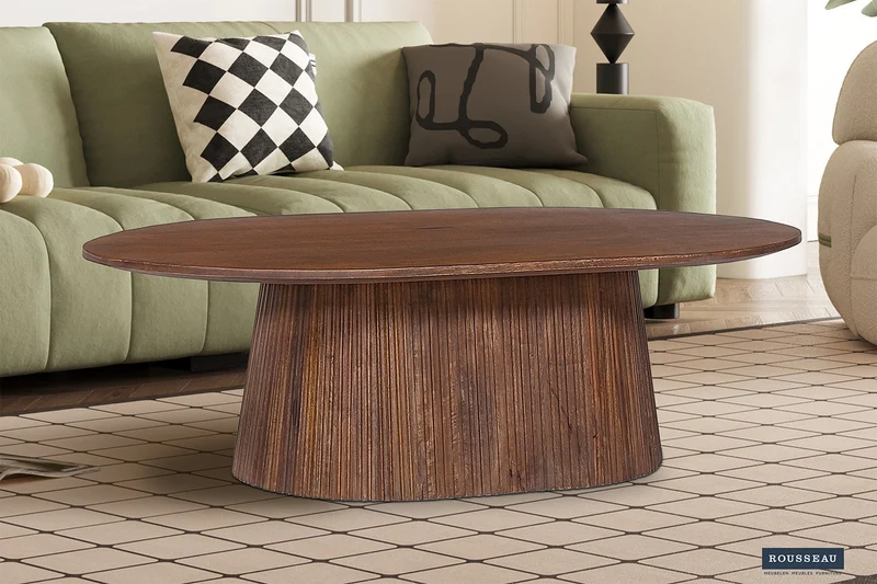 Table basse 'Miguel' 120 cm Ovale Bois de manguier Brun clair - 3315_1