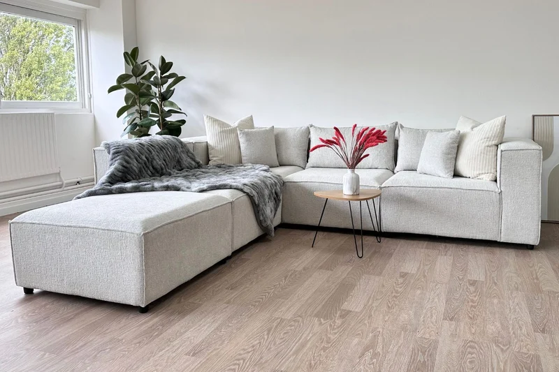 Canapé ELEGANCE Chenille Modulable 4+1 Pouf