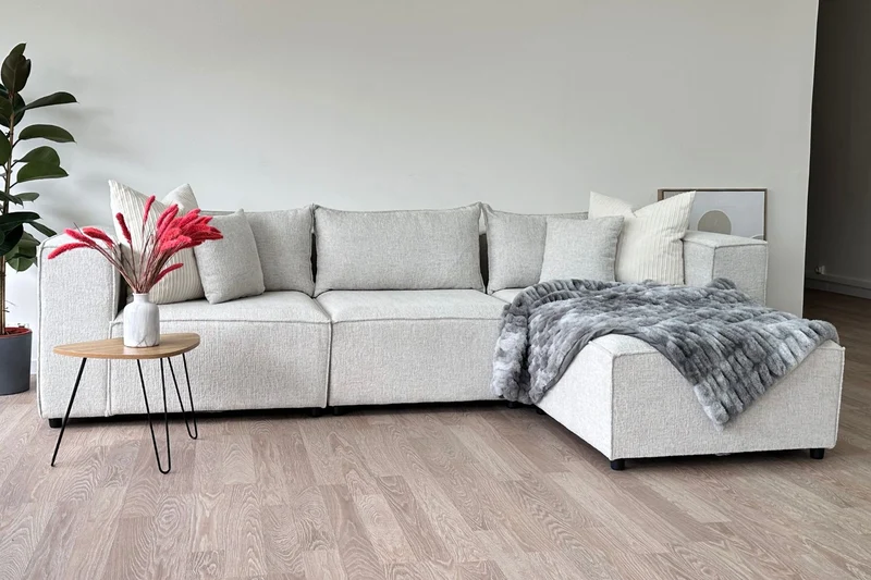 Canapé ELEGANCE Chenille Modulable 3+1 Pouf