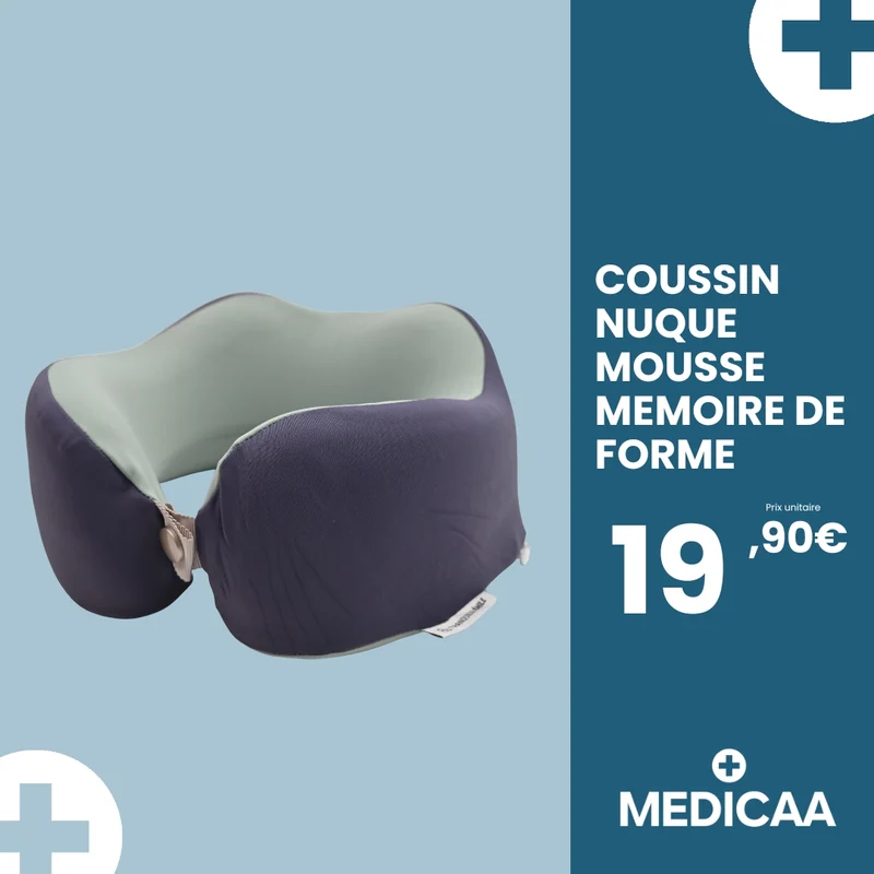 Coussin Nuque de Voyage - Mousse à Mémoire de Forme - avec Boite
