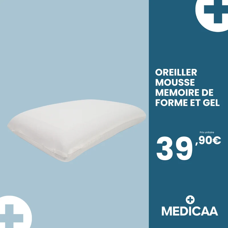 Oreiller Rectangulaire - Mousse à Mémoire de Forme - Gel - 60 x 38 x 12 cm