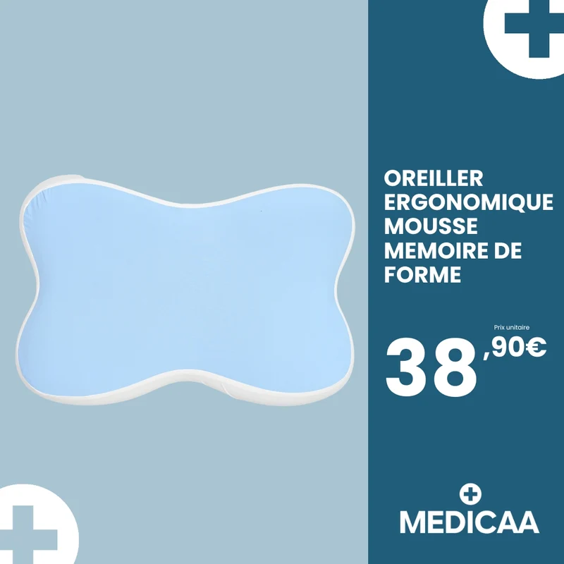 Oreiller Ergonomique - Mousse à Mémoire de Forme - 60 x 40 x 12 cm