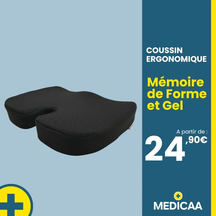 Coussin Ergonomique - Mousse à Memoire de Forme - Gel - 45 x 35 x 7 cm
