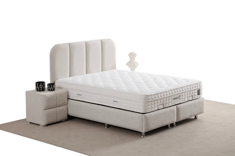 Lit Coffre ELEN Chenille Blanc Cassé