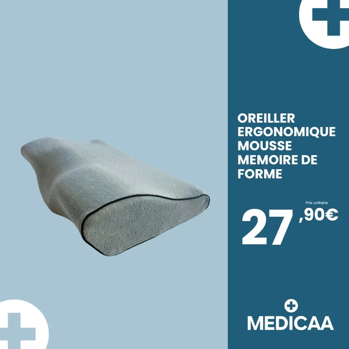 Oreiller Ergonomique - Mousse à Mémoire de Forme - 49 x 30 x 10 cm