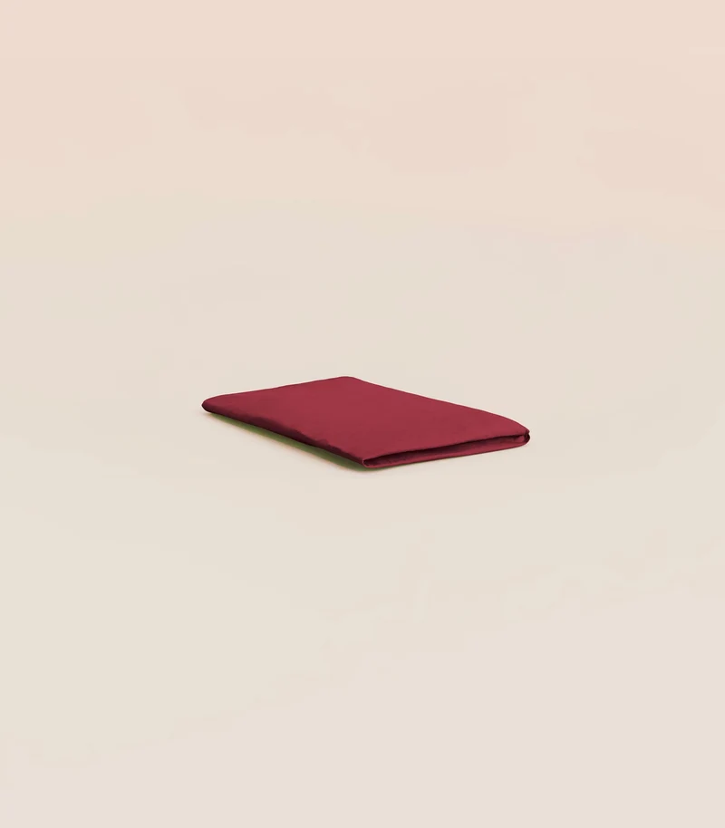 Drap housse en percale de coton - Rouge tanin