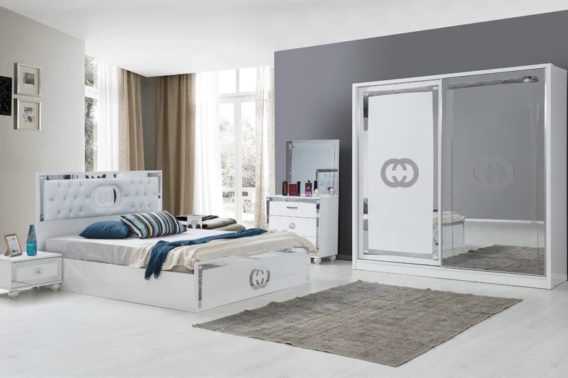 OFFRE SPECIALE Chambre à coucher GUSTO blanc (matelas 32cm + sommier offert)