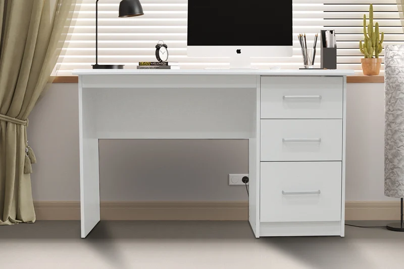 Bureau 'Mateo' 3 tiroirs Blanc - 1280_1