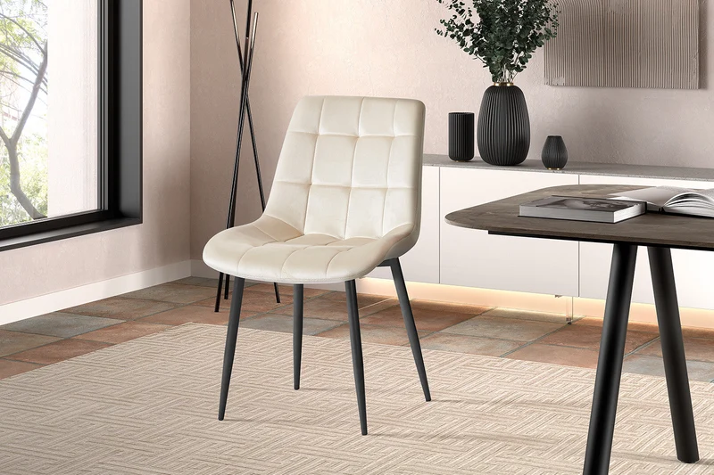 Chaise 'Juta' Velours Beige - 9005_1
